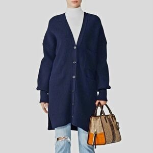A.L.C. Larissa Merino Wool Cardigan Coatigan XS Navy Oversized